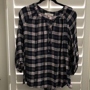 LOFT Size XS Plaid Top